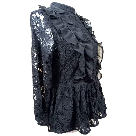 Marled Reunited Clothing Sexy Womens Lace Ruffle Peplum Blouse Size Small - Picture 5 of 13